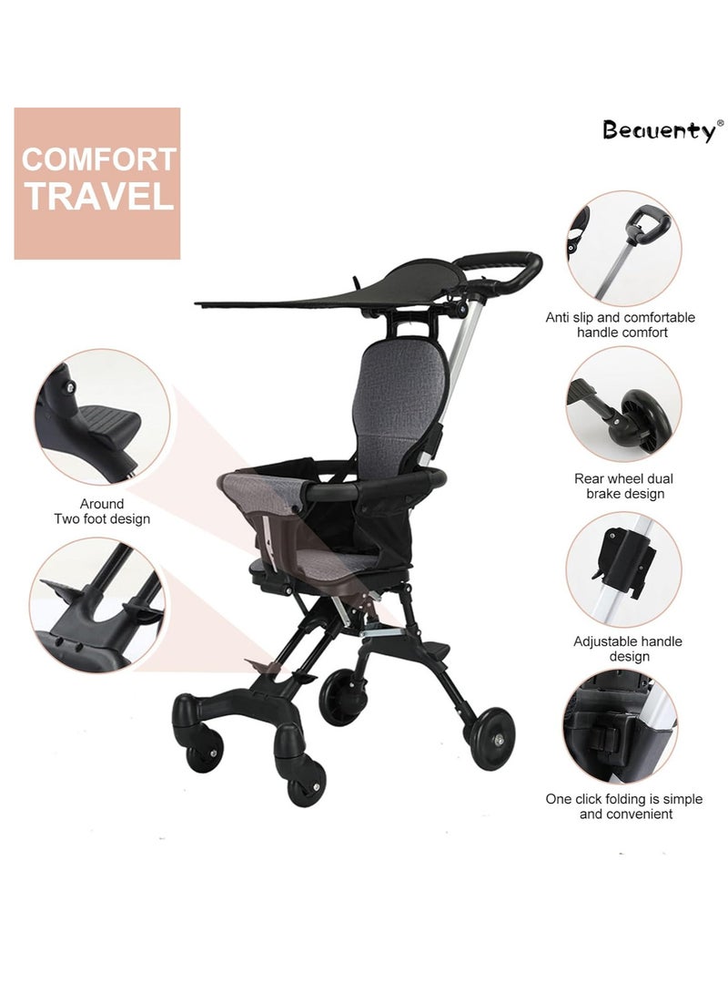 Kids Stroller Compact Baby Stroller Lightweight Travel Stroller with Adjustable Handles and Backrest One-Hand Fold For Overhead Airplane Storage, Shopping Walking Travel