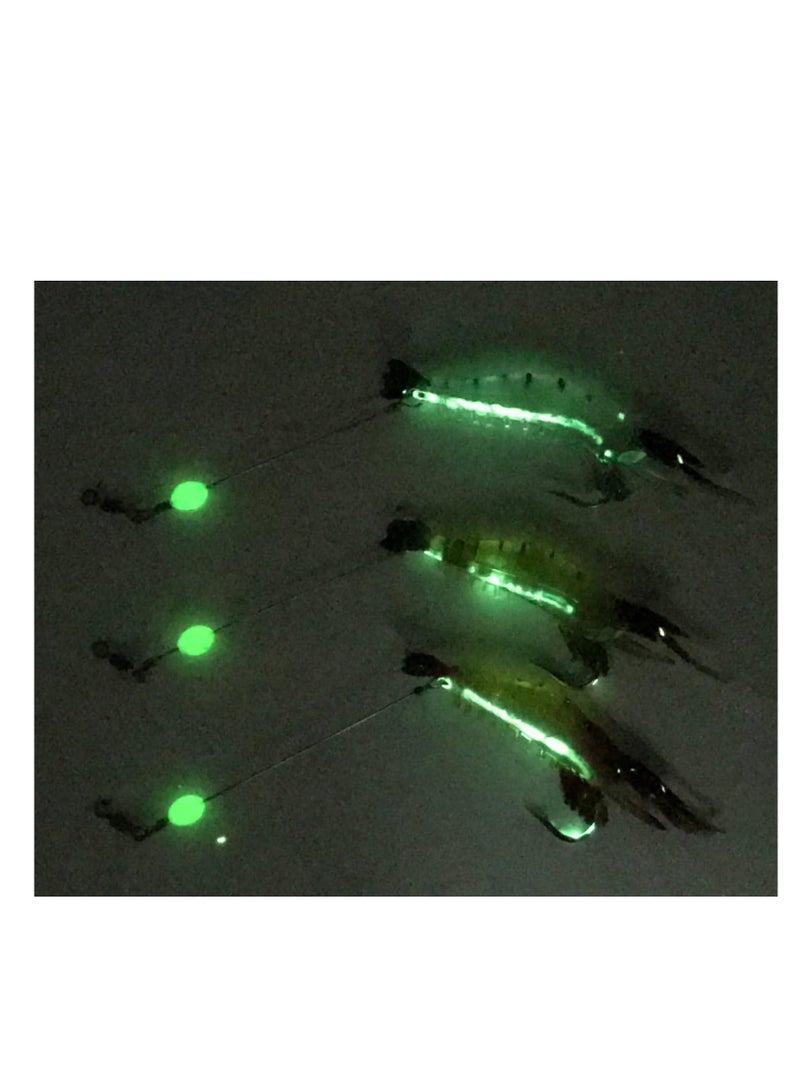 10 pcs Soft Luminous Shrimp Lure Set, Premium Soft Shrimp Fishing Tackle with Luminous Sharp Hooks, for Freshwater Saltwater Bass Trout Catfish Salmon