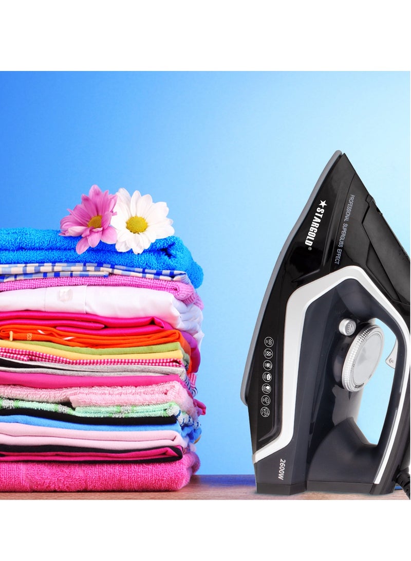 Dry and Wet Steam Iron With Self-clean function Adjustable Temperature Control Ceramic Soleplate 2200W Black