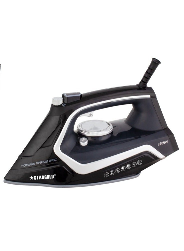 Dry and Wet Steam Iron With Self-clean function Adjustable Temperature Control Ceramic Soleplate 2200W Black