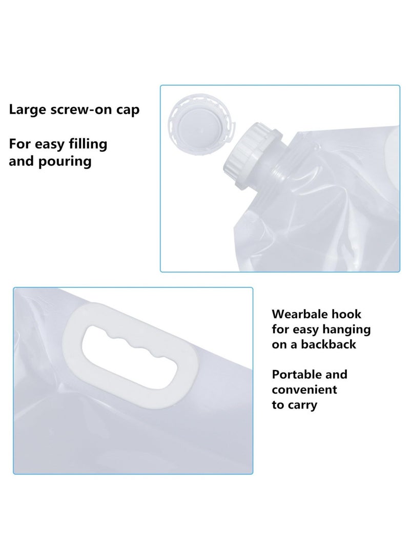 Collapsible Water Tank Container 4 Pack 5L BPA Free Plastic Water Carrier Portable Water Tank Lightweight Space-Saving Outdoor Folding Water Bag for Sport Hiking Camping Riding Mountaineer-Clear