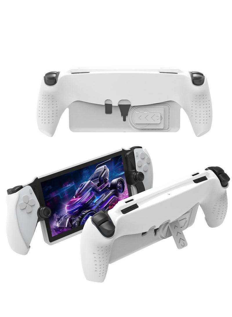 Protective Sleeve with Stand Case for Playstation Portal Game Machine TPU Case Drop Proof Protective Case Skin Shell Cover for Sony PS5 Game Console Anti Slip and Anti Fall for Home Travel White