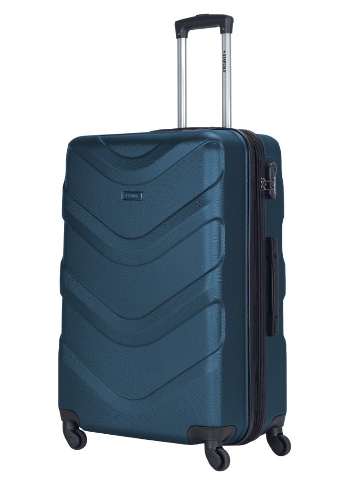 ABS Hardside 3 Piece Trolley Luggage Set  Spinner Wheels with Number Lock Indigo Blue