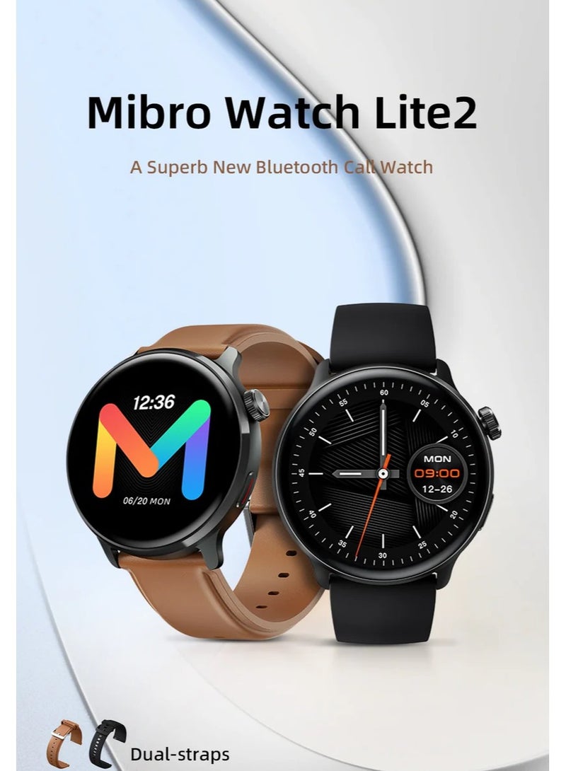 Mibro Lite2 Smartwatch Global Version HD Bluetooth Calling 1.3Inch AMOLED Screen AOD 2ATM Waterproof Sport Men Women Smart Watch