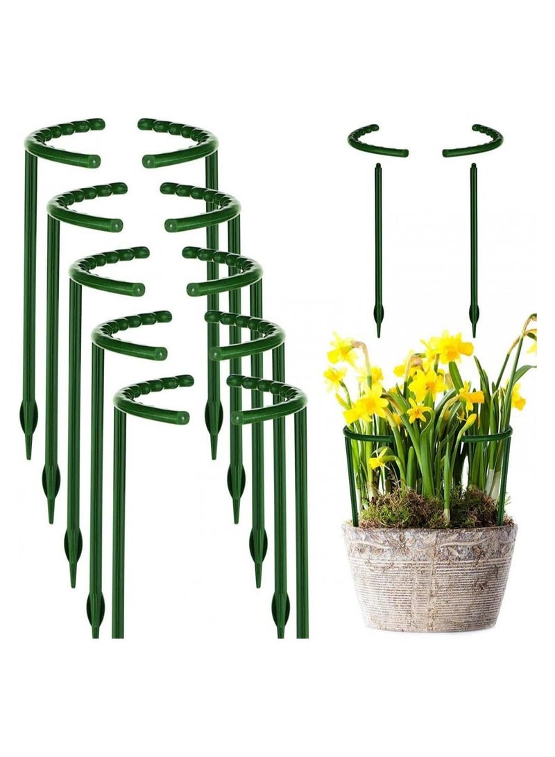 12 Pack Plant Support Plant Stake,Half Round Garden Flowers Green Plant Support Ring Plastic Plant Cage Holder Flower Pot Climbing Trellis Planter Support Ring for Indoor Outdoor Plants