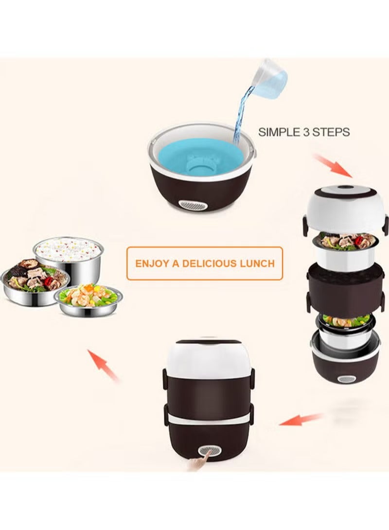 Multifunctional Bento Electric Rice Cooker Food Warmer Lunch Box Multicolor 25.5*19.5*19.5cm