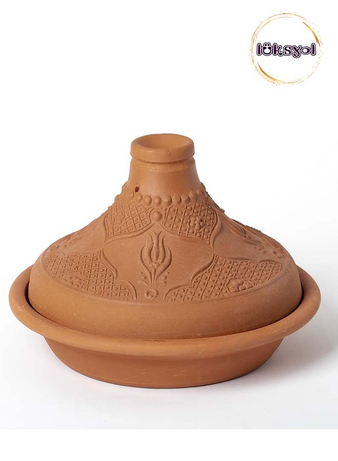 Luksyol Clay pot for cooking - Handmade tagine pot moroccan for cooking - Lead free earthenware pot - Microwave & Oven Safe - 100% natural & Safe for Health - eco friendly terracotta pots 12.6 inches
