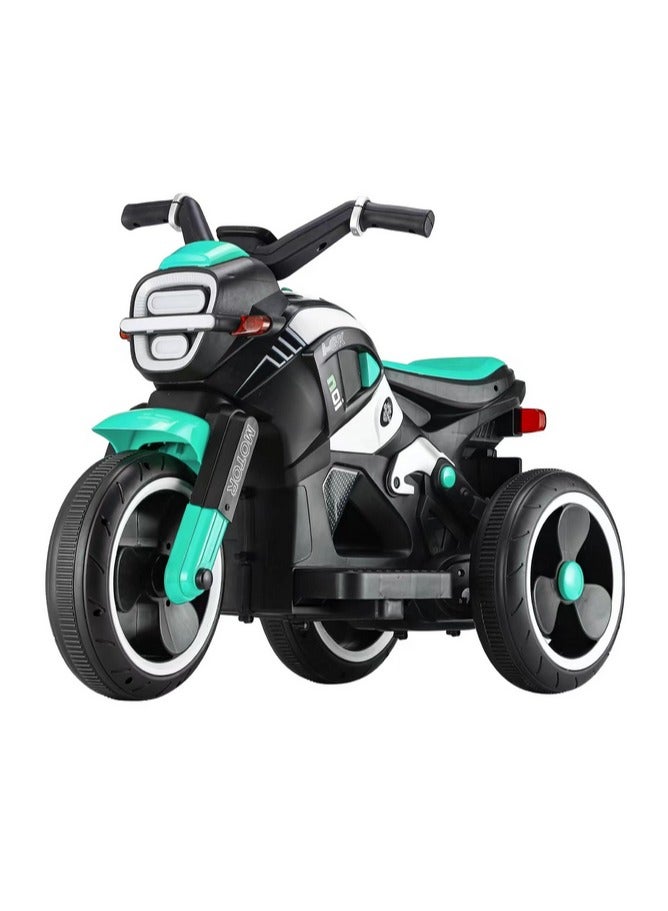 NTECH Children Electric Tricycle Motorcycle 2-6 Years Boy And Girl Can Sit In Toy Car Scooter Walker Kids Ride-On Toy With Music Light Green