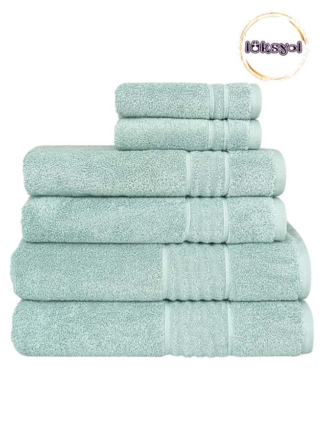 LUKSYOL Luxury Towel Set: 100% Turkish Cotton 600 GSM 6-Piece (2 Bath, 2 Hand, 2 Washcloths) Hotel Quality OEKO-TEX Certified & Made in Green Soft, Absorbent, & Elegant Grand Blue