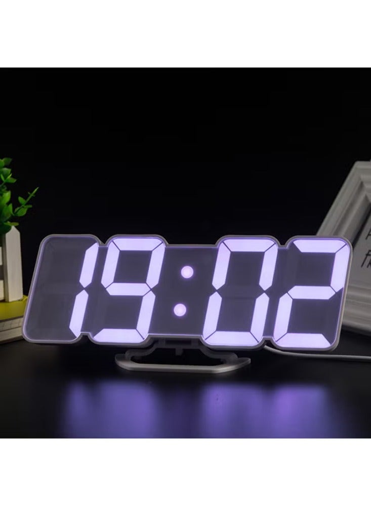 3D Wireless Remote Digital LED Alarm Clock White 226grams