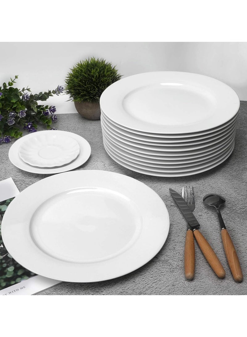 10.5 Inch White Ceramic Dinner Plates Thin Sturdy Translucent (6pcs)