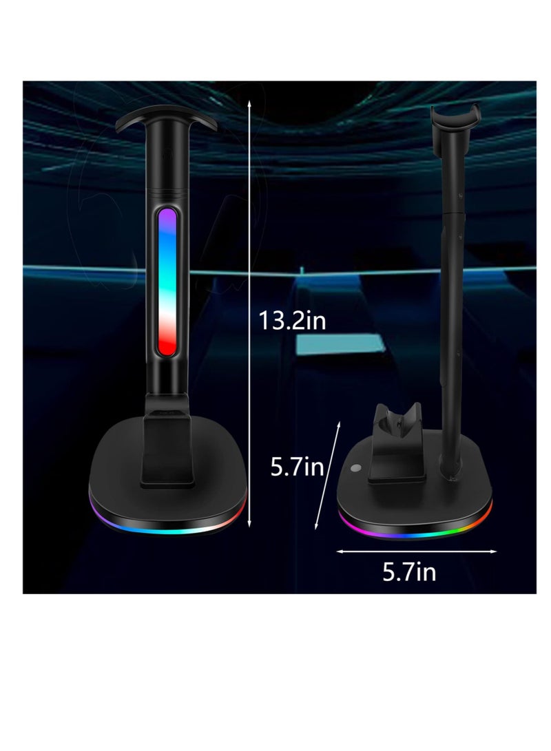 Controller & Headset Charge Station, Desk Gaming Headset Holder with 2 USB Charging Ports, Suitable for Play Station 5 Controller Charging Dock (Black)