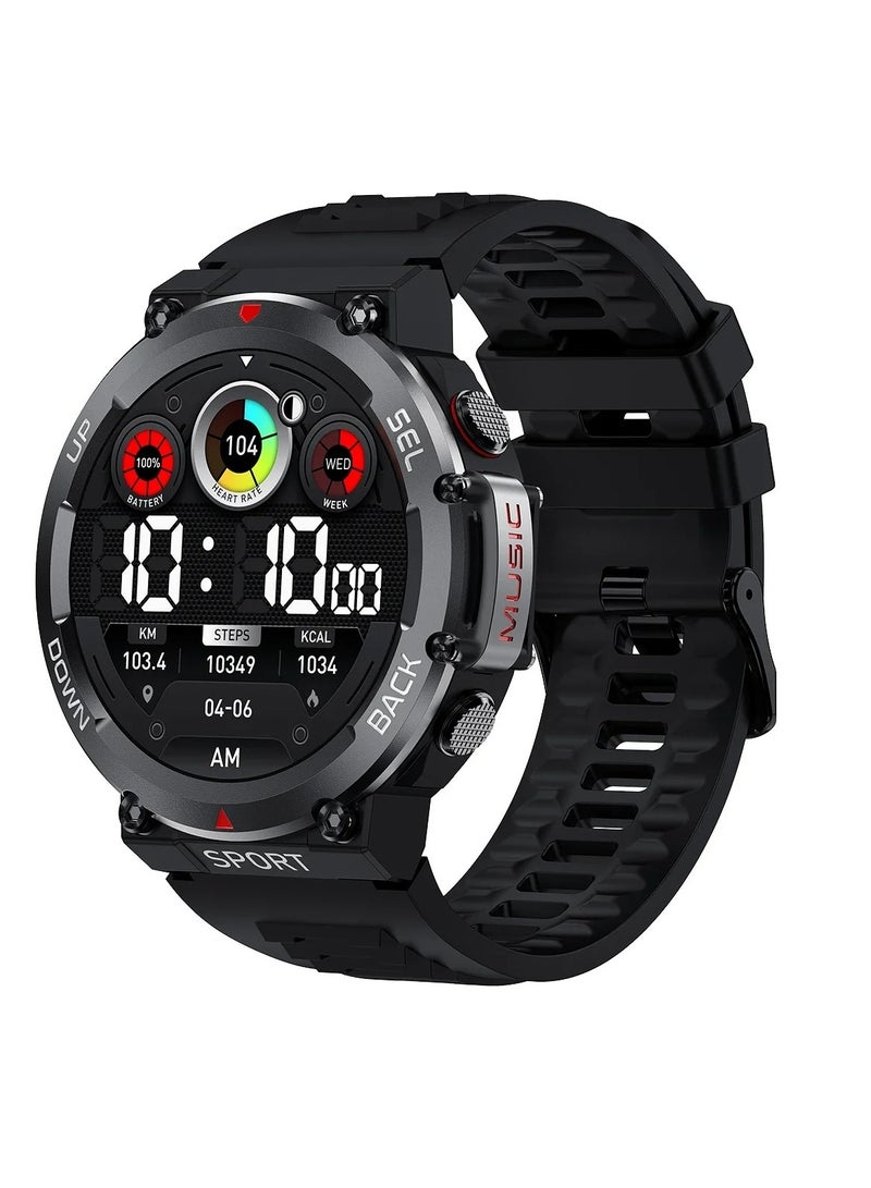 Rugged Smart Watch, 1.39" HD Amoled Display Smart Watch, Ip68 Waterproof AI Voice Assistant Smart Wrist Watch With NFC Control, Smart Sports Health Watch With Multiple Sports Mode, (1pc, Black)