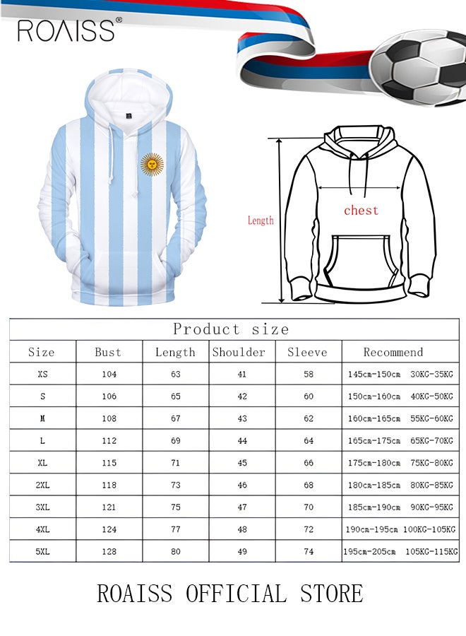 Loose Fit Sweatshirt for Men for Sports Stylish Striped Printed Pullover Sports Hoodies for Soccer Long Sleeve Jacket Suitable for Outdoor Sports