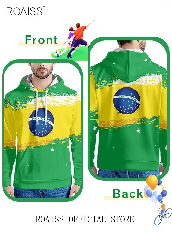 Loose Fit Sweatshirt for Men for Sports Stylish Printed Pullover Sports Hoodies for Soccer Long Sleeve Jacket Suitable for Outdoor Sports