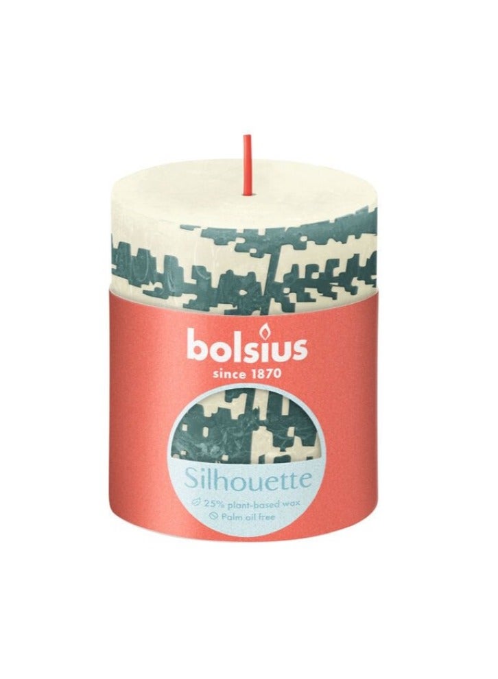 Silhouette Small Pillar Candle Printed Soft Pearl