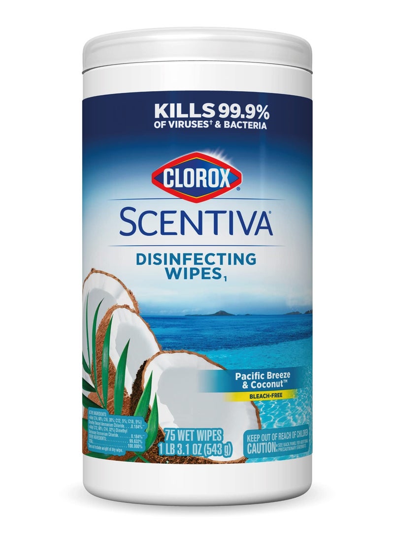 Scentiva Disinfecting Wipes Pacific Breeze & Coconut 75Ct