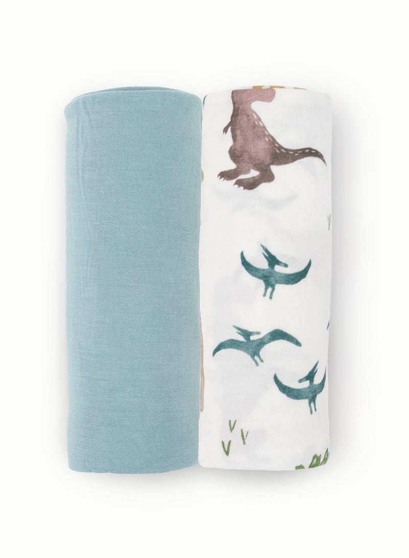 Stretch Knit Swaddle 2 Pack Dino Pals