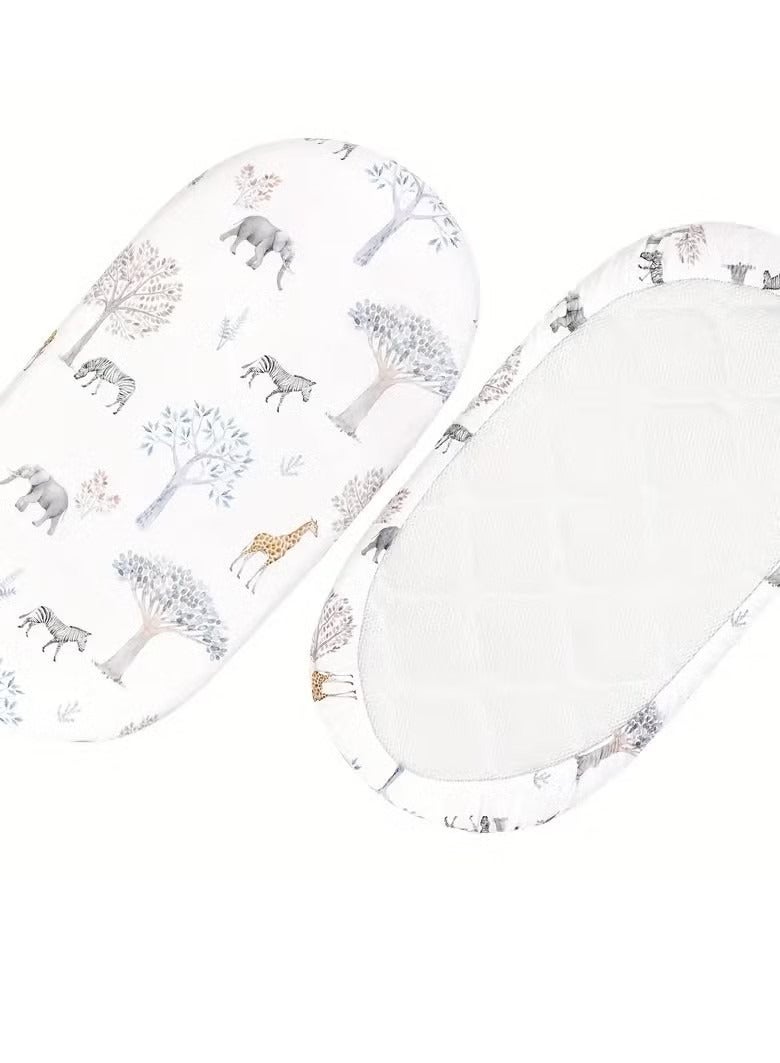 2pcs Baby Bassinet Sheets, Baby Bedside Oval, Rectangle Pad/Mattress For Baby