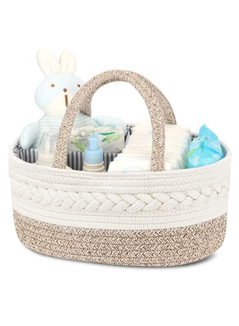 Baby diaper organizer, 100% cotton cord baby diaper change basket