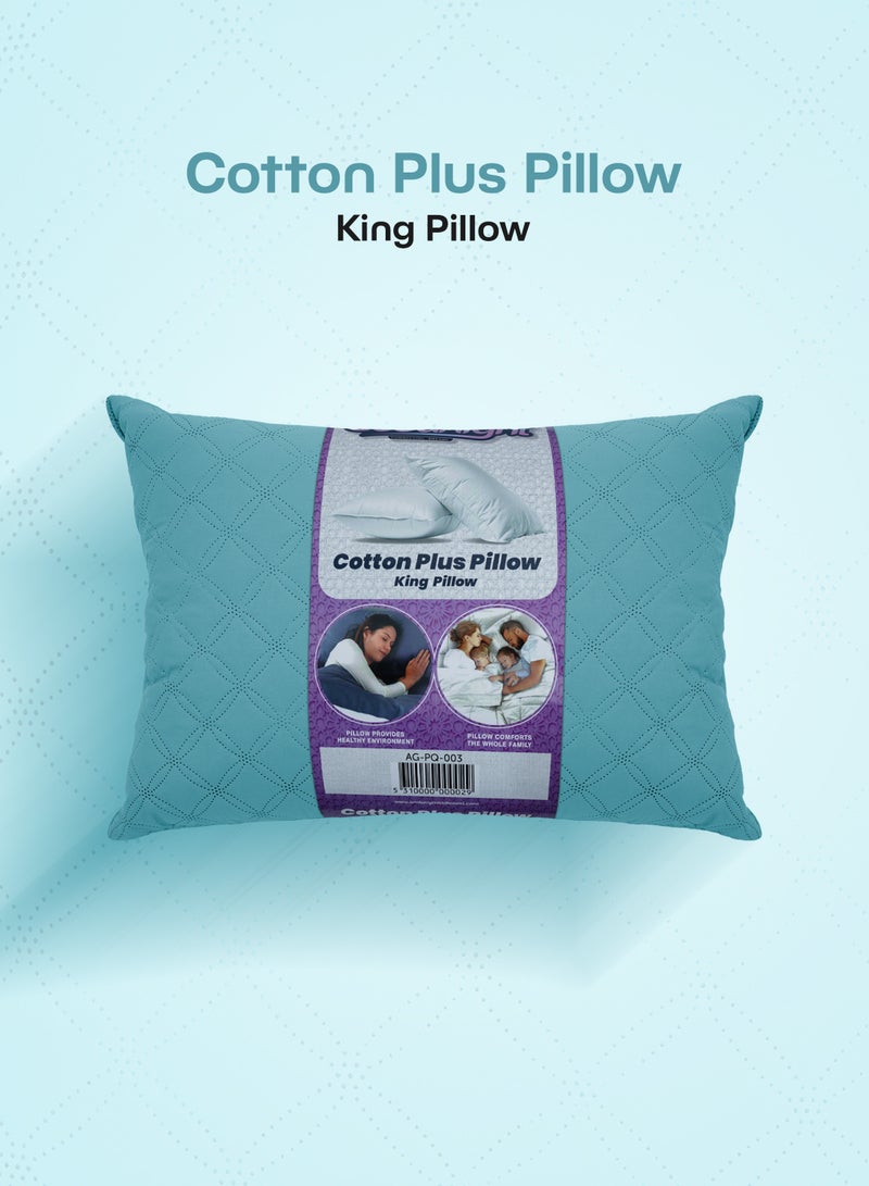 Cotton Plus Pillow Hypoallergenic Side And Back Sleeping Pillows For Neck And Shoulder Support Blue