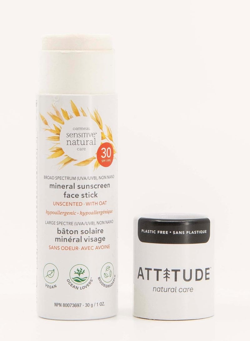 Oatmeal Sensitive Natural Care Mineral Sunscreen Face Stick For Kids Unscented With Oat 30 G