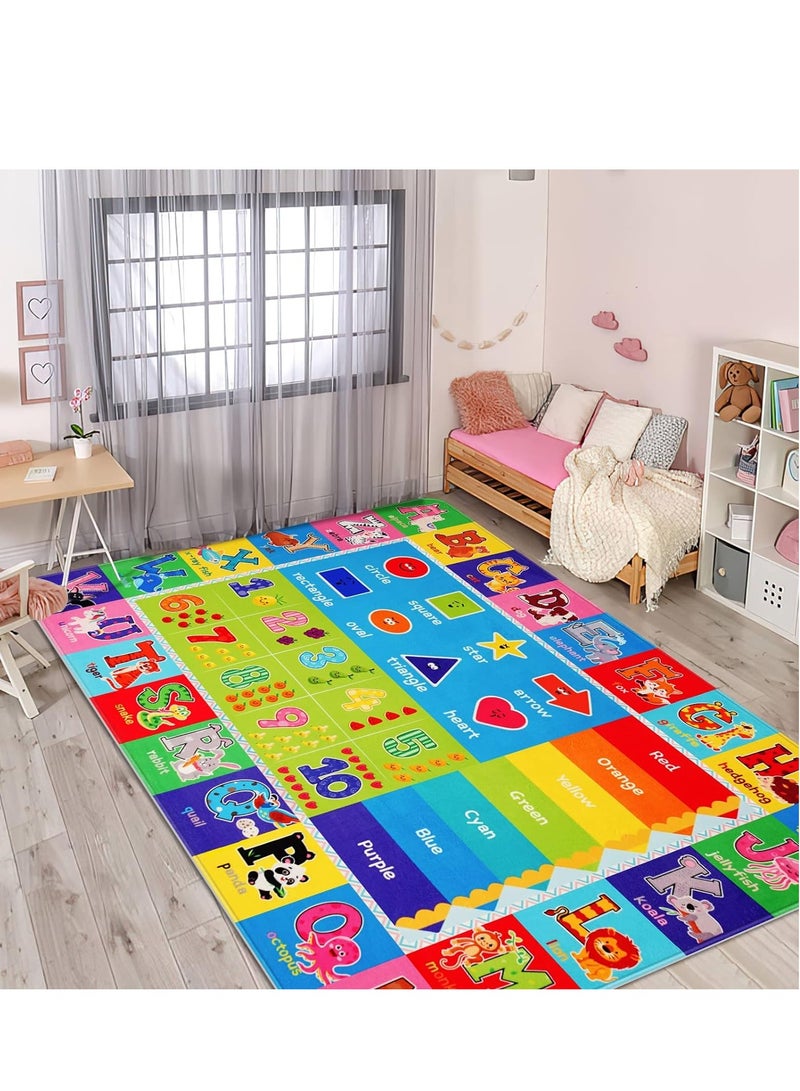 Kids Play Rug for Playroom, Kids Play Mat ABC Educational Area Rug, Toddler Baby Playroom Mat, Alphabet Soft Non-Slip Kids Rug Carpet for Boy Girl Bedroom (78.7X59 INCH Style 2)