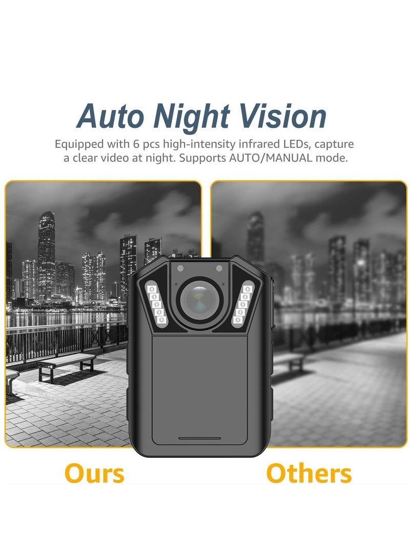 1440P Police Body Camera, Waterproof Premium Portable Cam with Audio Recording, Night Vision, 3000mah Battery Last 11-12 Hrs, for Law Enforcement, Security Guard, Civilian