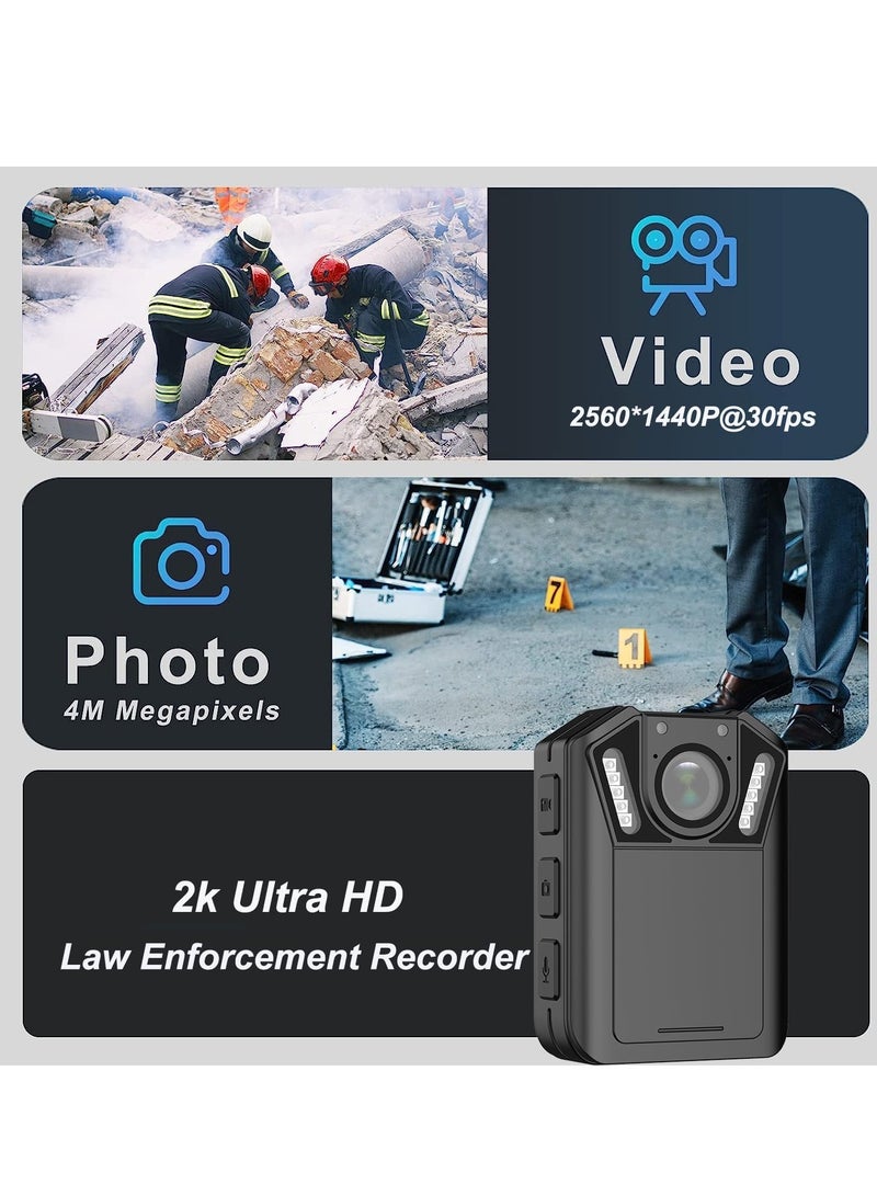 1440P Police Body Camera, Waterproof Premium Portable Cam with Audio Recording, Night Vision, 3000mah Battery Last 11-12 Hrs, for Law Enforcement, Security Guard, Civilian