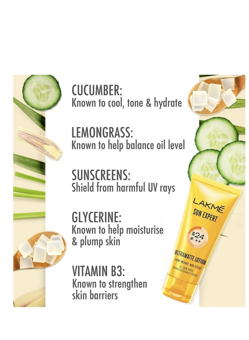 Lakme Sun Expert, SPF 24 PA++ Ultra Matte Sunscreen, 60ml