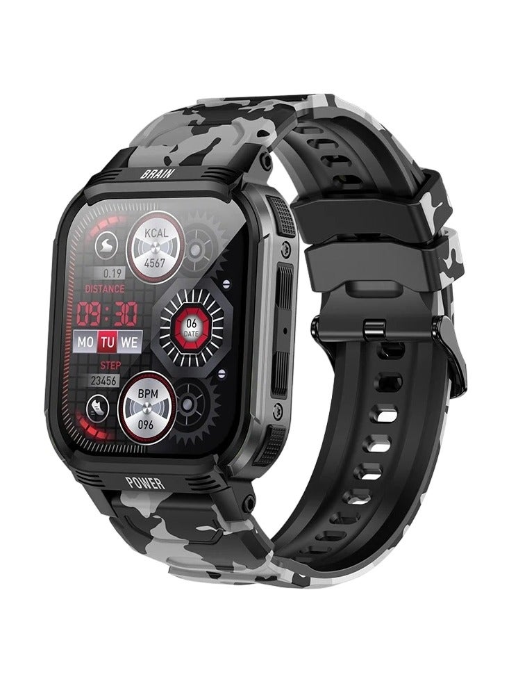Bluetooth Smart Watch, 1.85" HD Display Smart Fitness Watch, 1p68 Waterproof Military Smart Wrist Watch With 100 Plus Sports Mode, Voice Assistance Health Monitoring Watch For Men, (Gun Black)