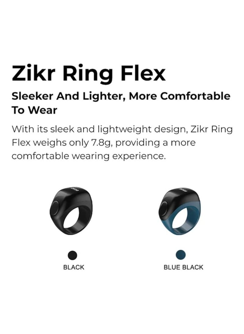 Smart Tasbih Zikr Ring Flex (F01) Plastic Version, 3 Sizes, Muslim Prayer, Prayer timing reminder, OLED display Tasbih Counter, Smart Ring  (Blue)