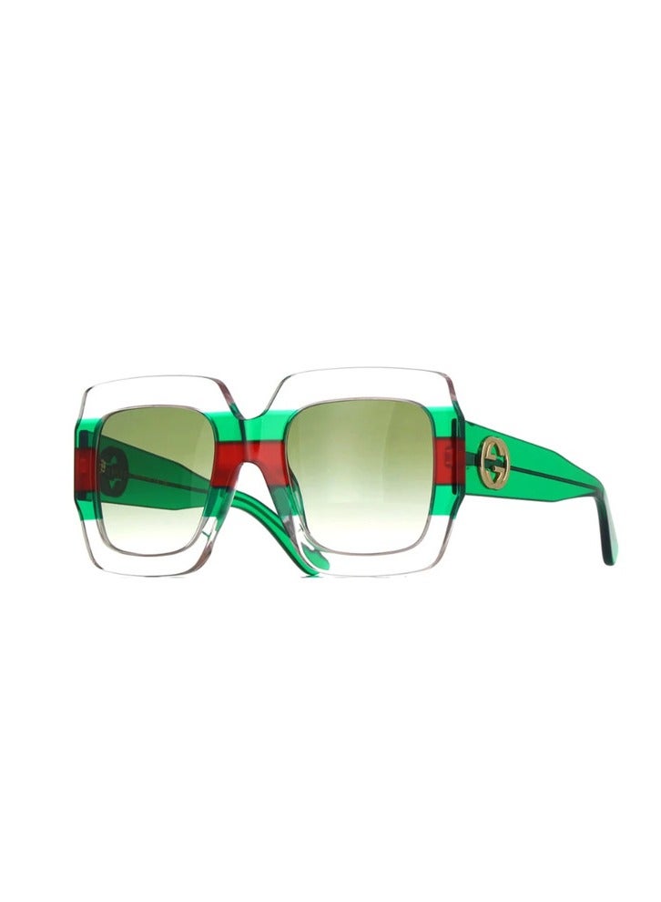 Gucci Square Crystal with Red and Green Stripe Sunglasses  GG0178S-001