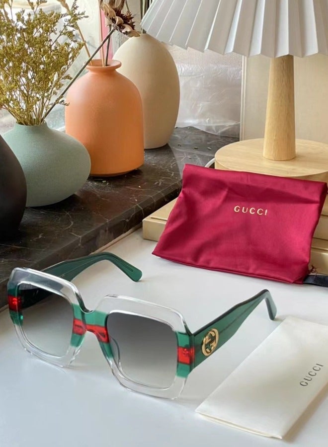 Gucci Square Crystal with Red and Green Stripe Sunglasses  GG0178S-001