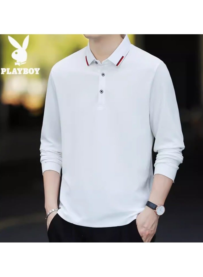 Playboy High-end Summer Pure Cotton Men's Long Sleeved Polo Shirt