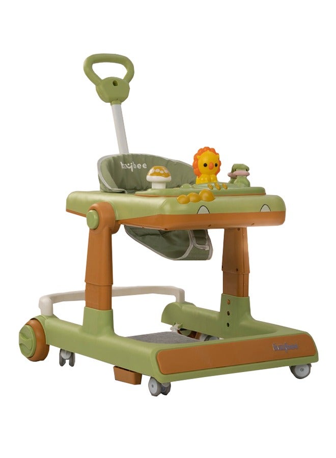 3 In 1 Zeni Baby Activity Kids Walker With Parental Push Handle And 3 Height Adjustable, Tray And Musical Toy Bar, 6 - 18 Months, Boy/Girl, Green