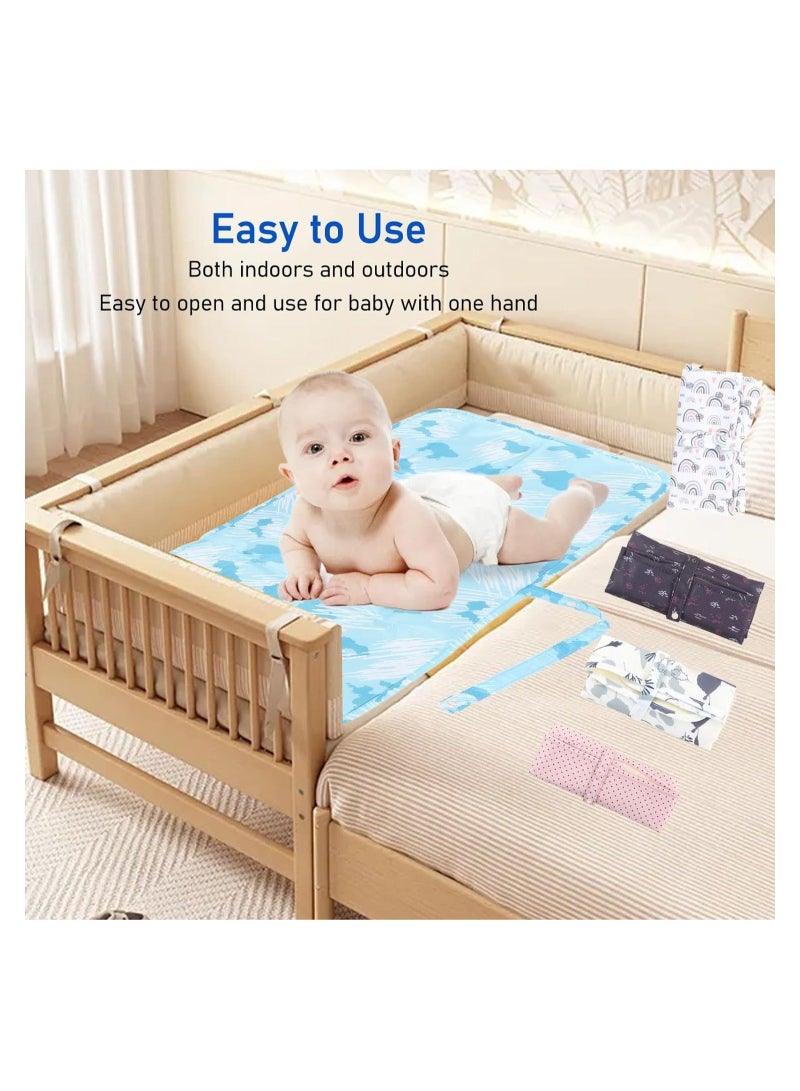 Baby Diaper Changing Pad with Cushioned Pillow and Multiple Pockets 3 Layers Waterproof  Foldable and Portable Changing Mat