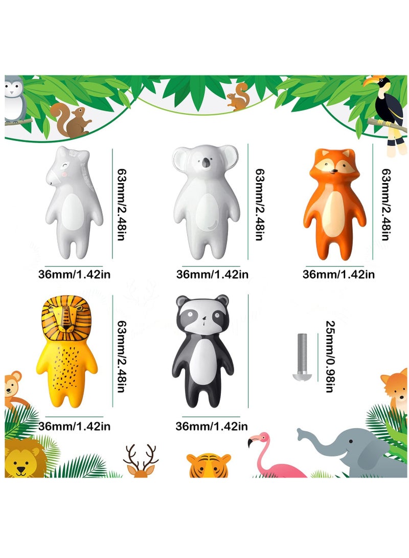 Cute Animal Knobs, 5 Pieces Animal Drawer Pulls  Ceramic Knobs Cabinet Knobs Kids