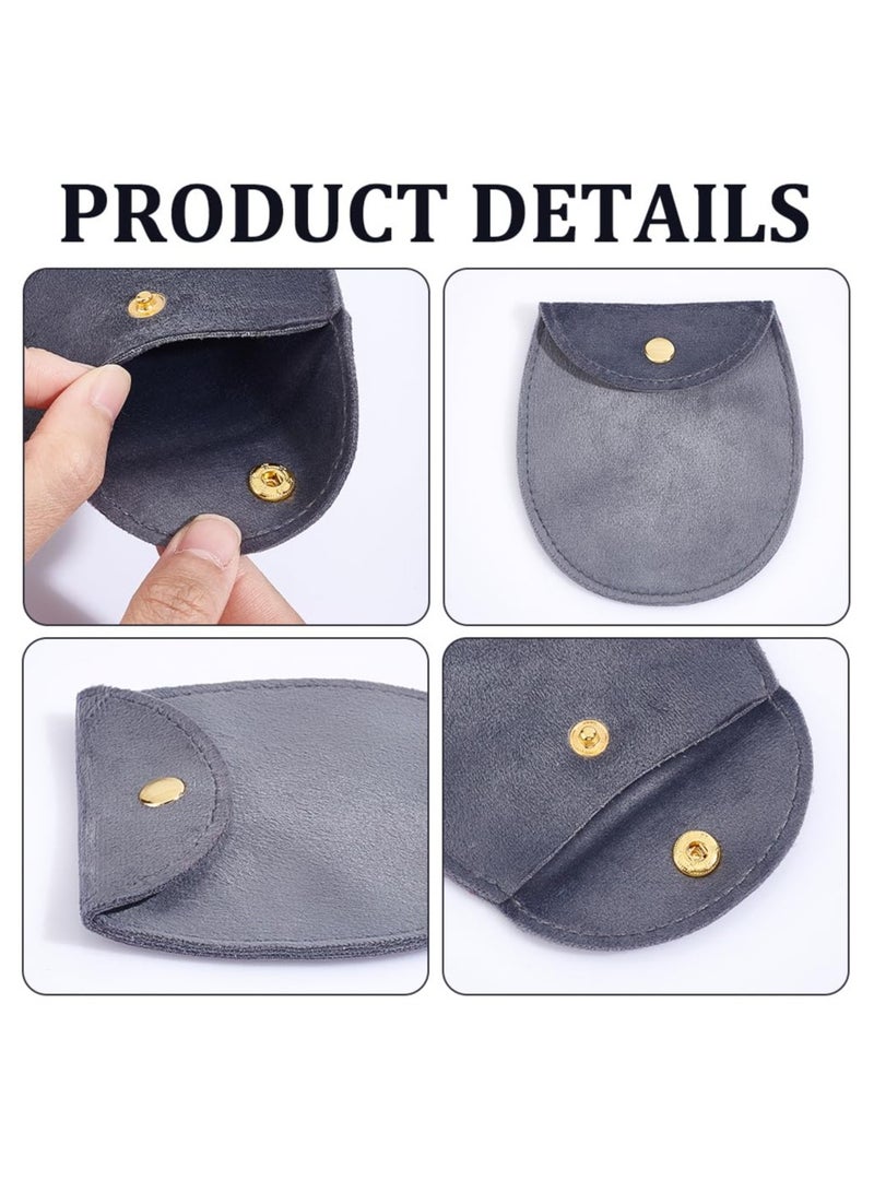 12Pcs Velvet Jewelry Storage Pouches, 8.3x7.7x0.8cm Gray Jewelry Bags with Golden Tone Snap Fastener Small Jewelry Gift Pouch for Jewelry Storage Keeping Wedding Favor Party Gift Packaging