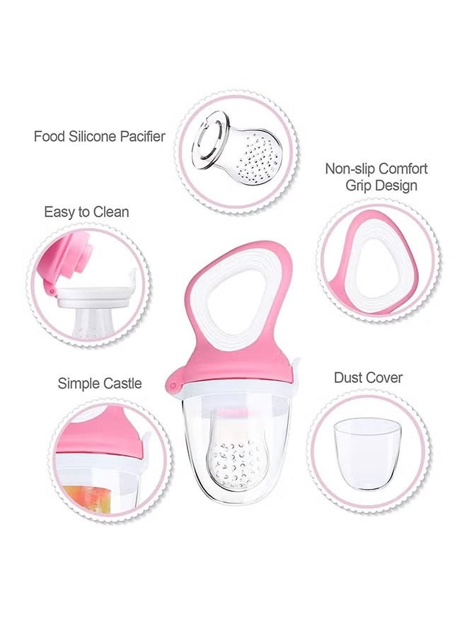 Baby Food Feeder Fruit Feeder with 3 Different Sized Silicone Sacs, 4 Silicone Baby Teethers for Newborn Infants