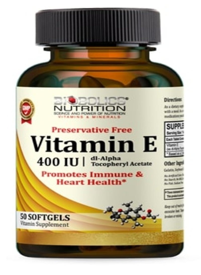 Vitamin E 400 IU Preservative Free - 50 Softgels