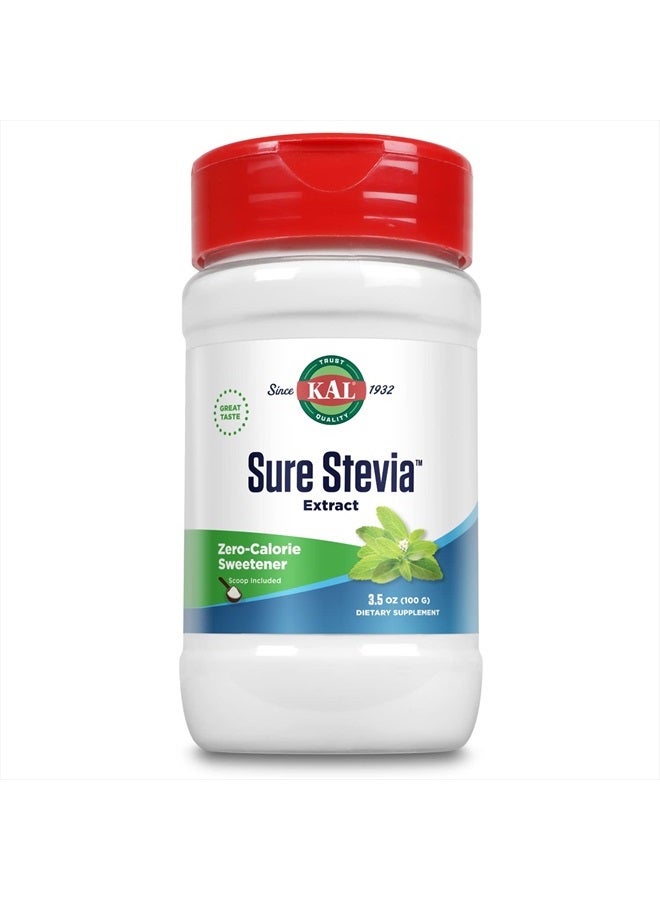 Sure Stevia Extract Powder, Low Carb, Plant Based Stevia Sweetener, Great Taste, Zero Calories, Zero Sugar, Low Glycemic & Perfect for a Keto Diet, 60-Day Guarantee, Approx. 1820 Servings, 3.5oz