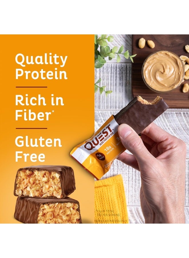 Crispy Chocolate Peanut Butter Hero Protein Bar, 18g Protein, 1g Sugar, 3g Net Carb, Gluten Free, Keto Friendly, 12 Count