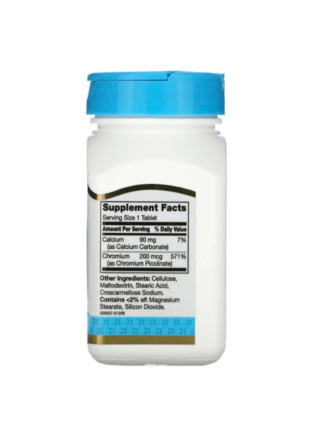 21st Century Chromium Picolinate 200 Mcg, 100 Tablets