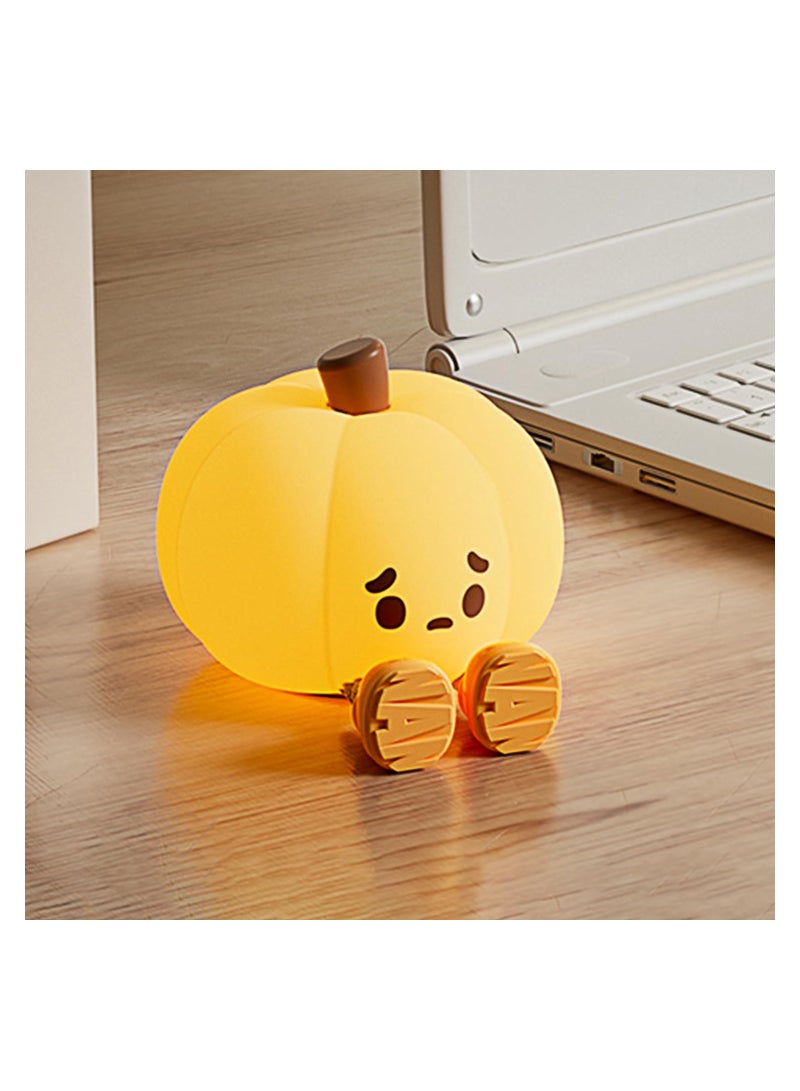 Pumpkin Night Light, Led Squishy, Cute Light Up, Silicone Dimmable Nursery Nightlight, Rechargeable Bedside Touch Lamp For Halloween Gift, For Bedroom And Kids Room, 1 Pack