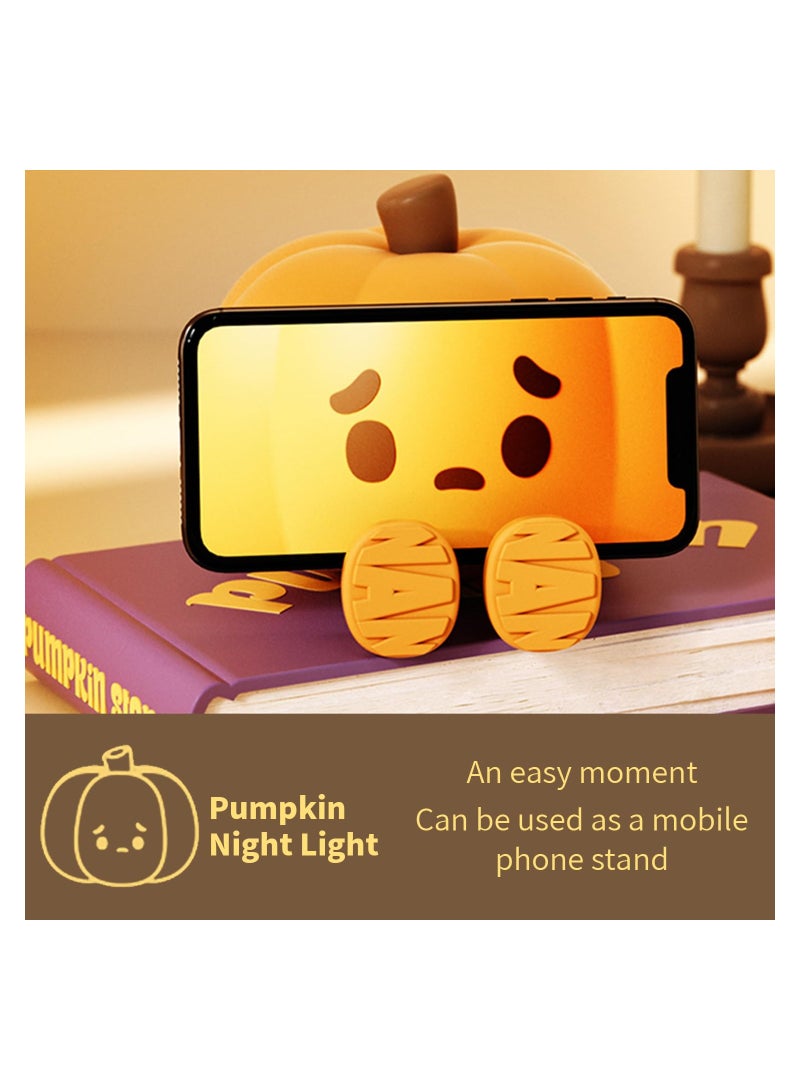 Pumpkin Night Light, Led Squishy, Cute Light Up, Silicone Dimmable Nursery Nightlight, Rechargeable Bedside Touch Lamp For Halloween Gift, For Bedroom And Kids Room, 1 Pack