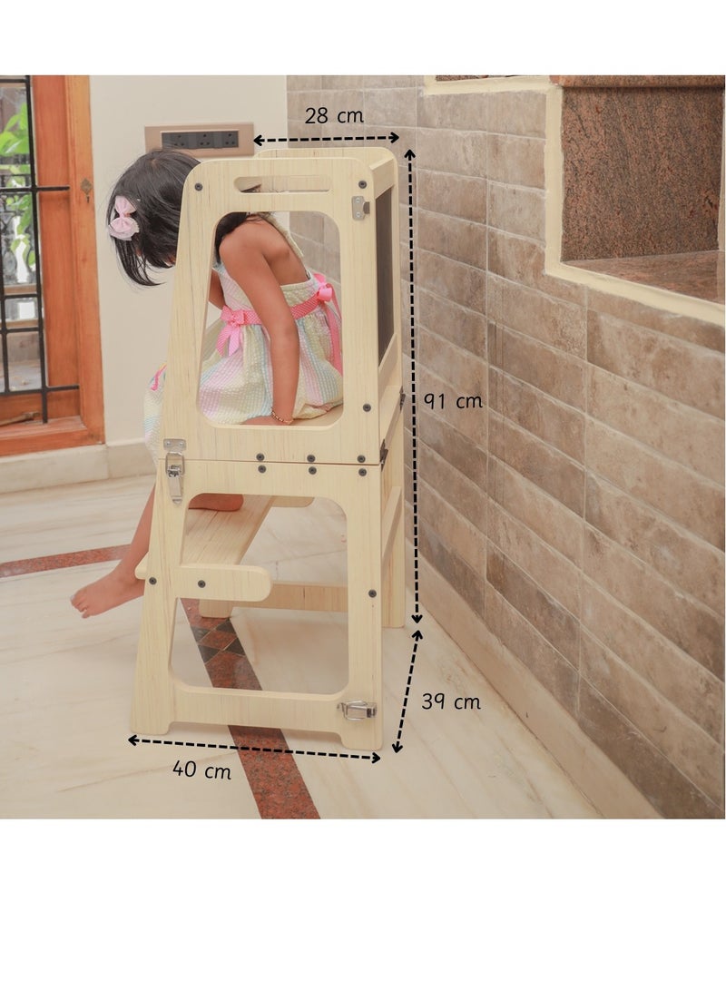 Learning Tower Wooden Step Stool and Preschooler Children's Activity Tower for Kids, Small, Toddler- Wooden Stool for Kids Play and Learning
