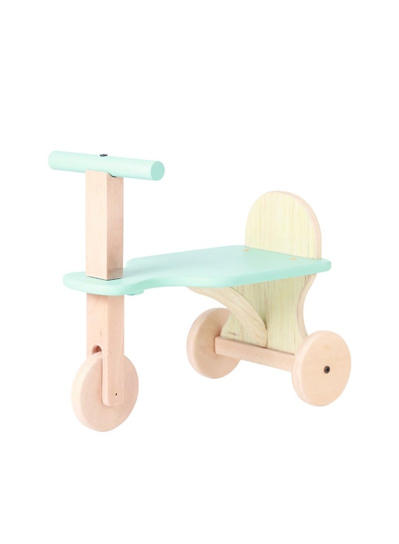 Tuk tuk Tricycle Wooden Balance Bike & Push Tricycle Ride with Easy Grip Handles Wooden Tricycle for Toddlers, Blue