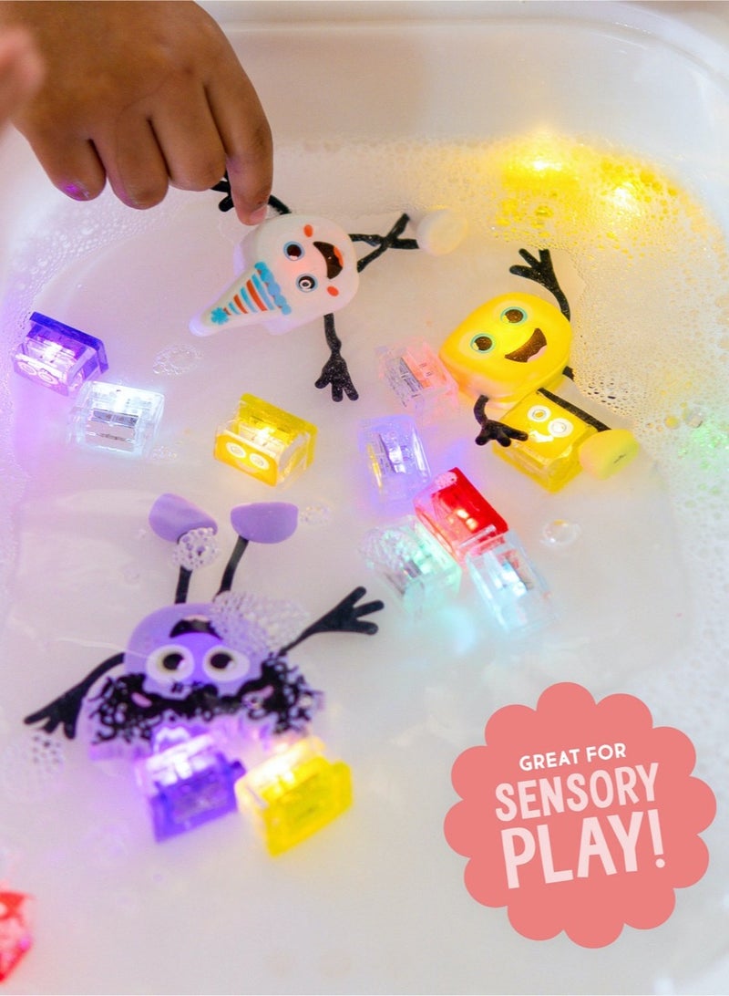 Glo Pals Bath Toys Character & Water-Activated Light-Up Cubes - Sensory Toys for Girls & Boys - Sami + 2 Yellow Cubes
