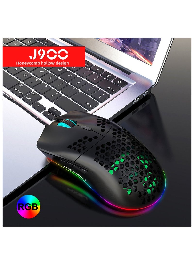 J900 Usb Wired Gaming Mouse Rgb With Six Adjustable Dpi Black